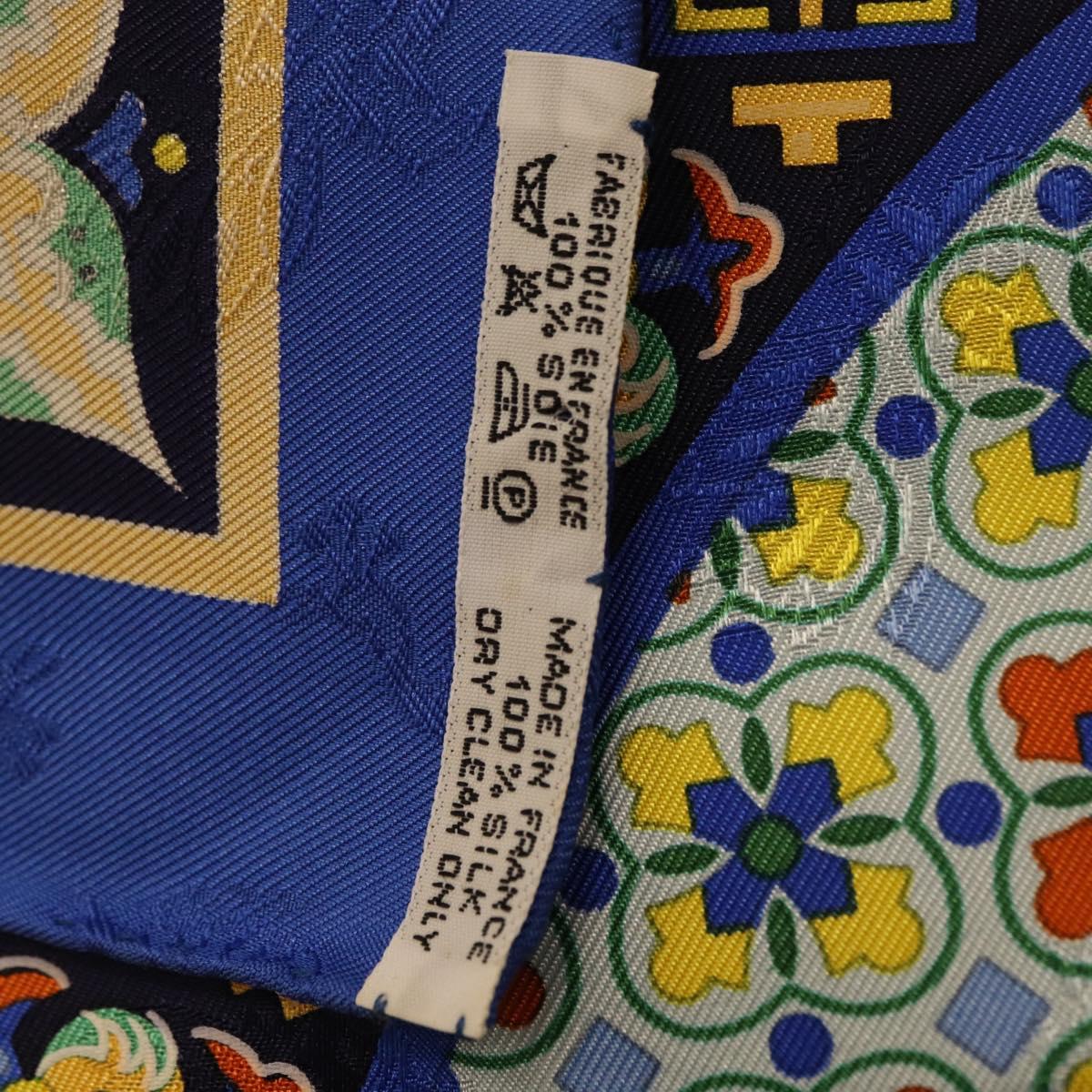 HERMES Carre90 Scarf Silk ""CIELS BYZANTINS"" Blue Auth 204698M