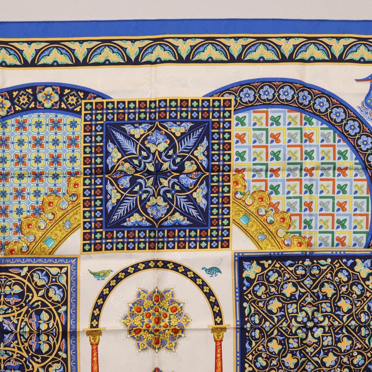 HERMES Carre90 Scarf Silk ""CIELS BYZANTINS"" Blue Auth 204698M