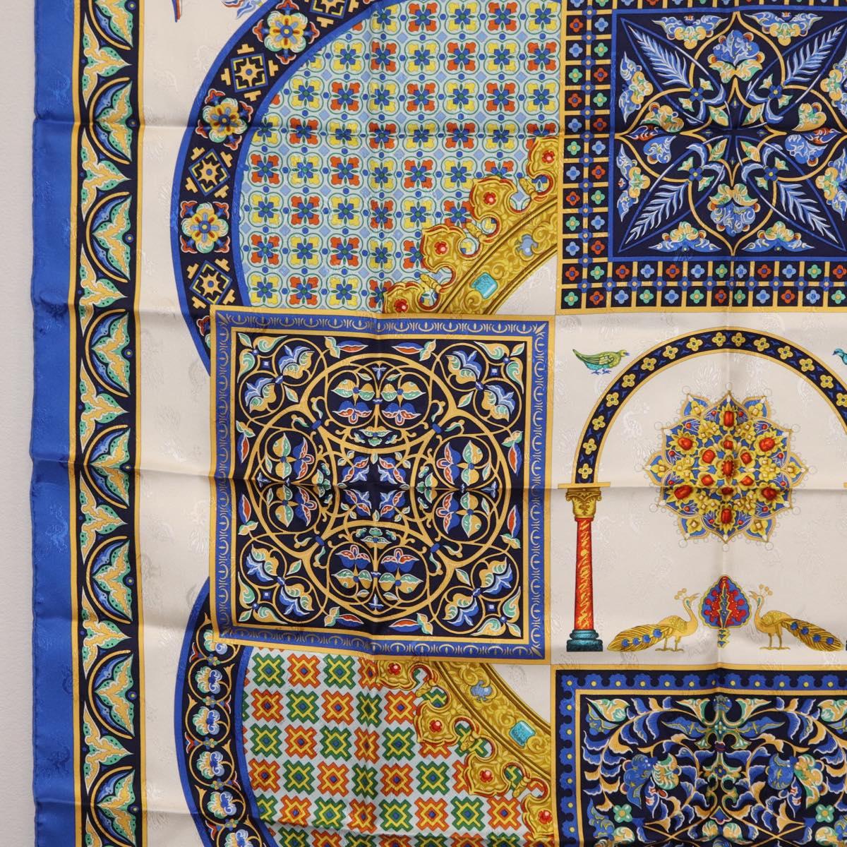 HERMES Carre90 Scarf Silk ""CIELS BYZANTINS"" Blue Auth 204698M