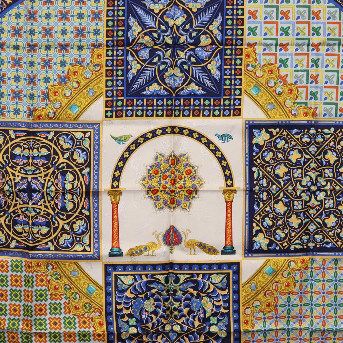 HERMES Carre90 Scarf Silk ""CIELS BYZANTINS"" Blue Auth 204698M