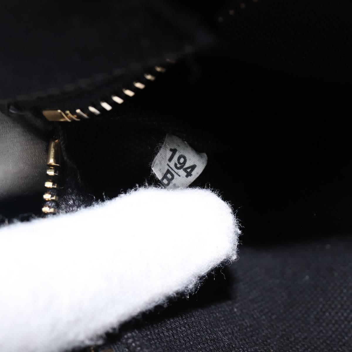 PRADA Canapa PM Hand Bag Canvas Black Gold Tone Auth 204699