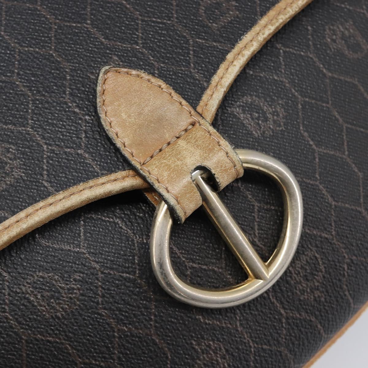 Christian Dior Honeycomb Shoulder Bag PVC Leather Black Gold Tone Auth 204704