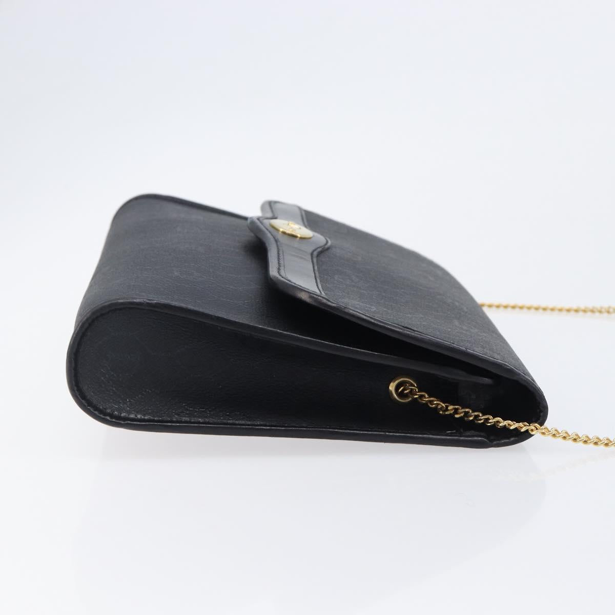 Christian Dior Honeycomb Chain Shoulder Bag PVC Black Gold Tone Auth 204705A