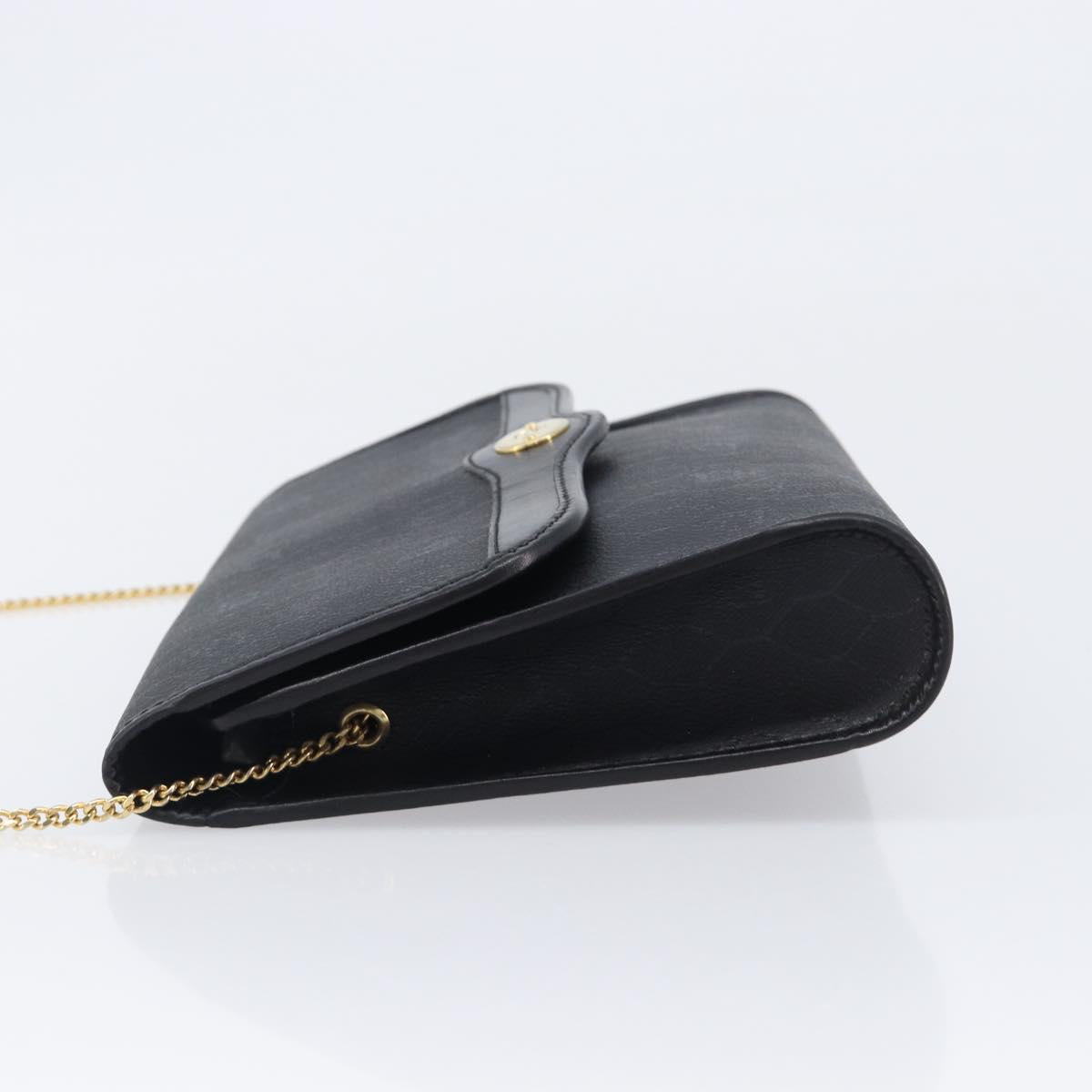 Christian Dior Honeycomb Chain Shoulder Bag PVC Black Gold Tone Auth 204705A