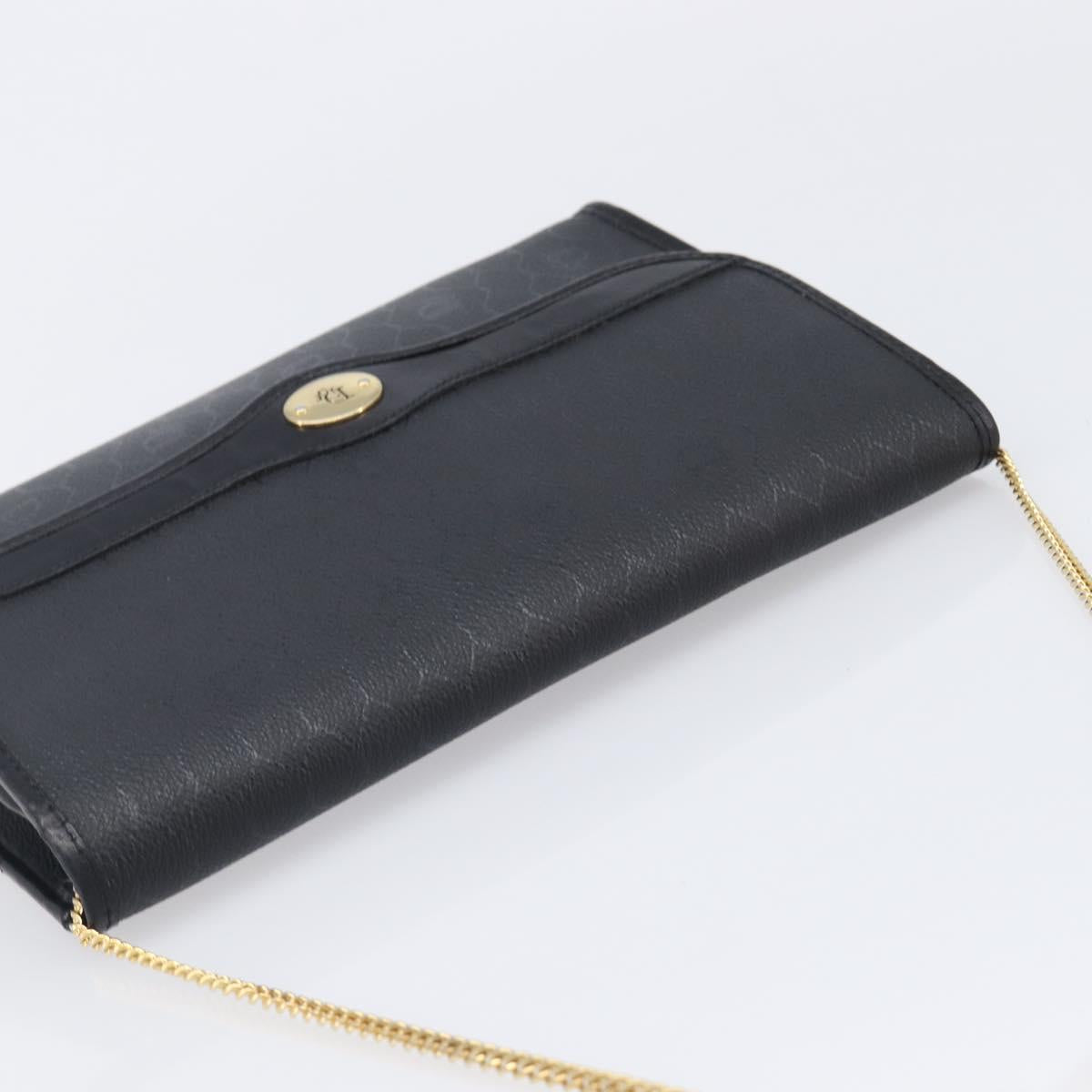 Christian Dior Honeycomb Chain Shoulder Bag PVC Black Gold Tone Auth 204705A