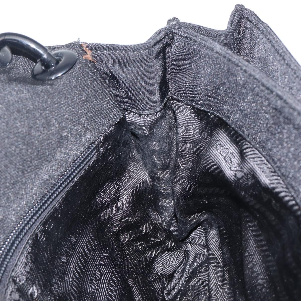 PRADA Plastic Chain Shoulder Bag Cotton Black Auth 204708V