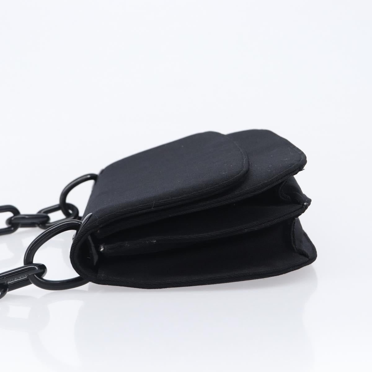 PRADA Plastic Chain Shoulder Bag Cotton Black Auth 204708V