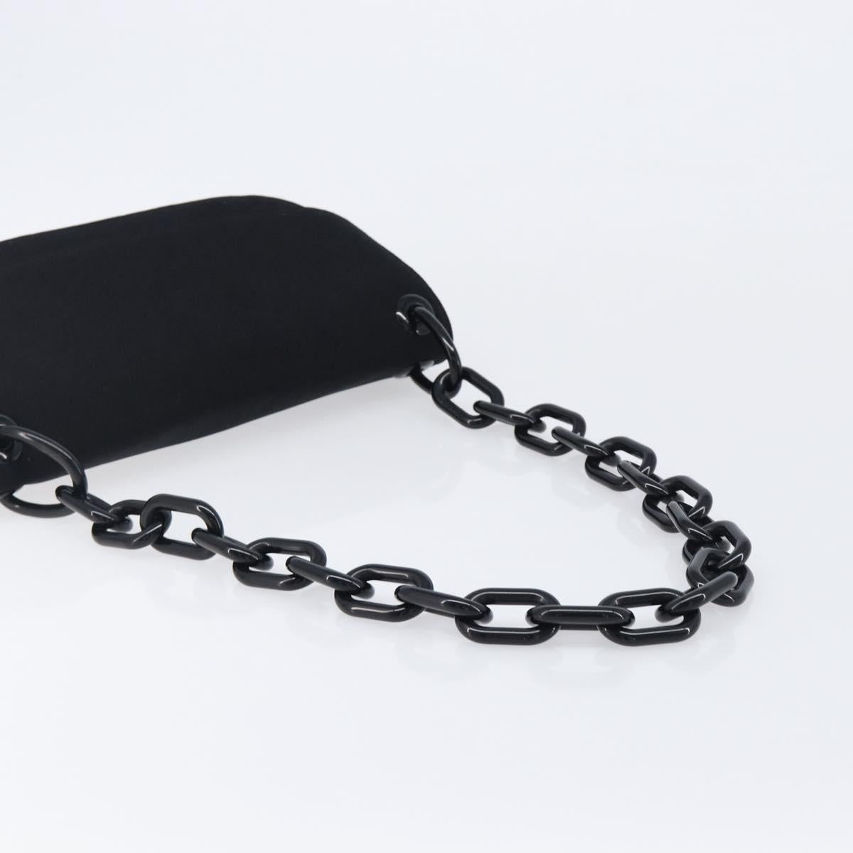 PRADA Plastic Chain Shoulder Bag Cotton Black Auth 204708V