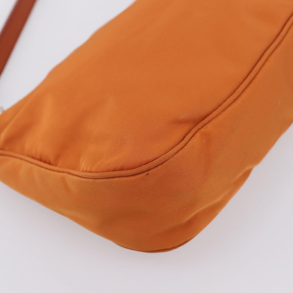 PRADA Accessory Pouch Nylon Orange Silver Auth 204709A