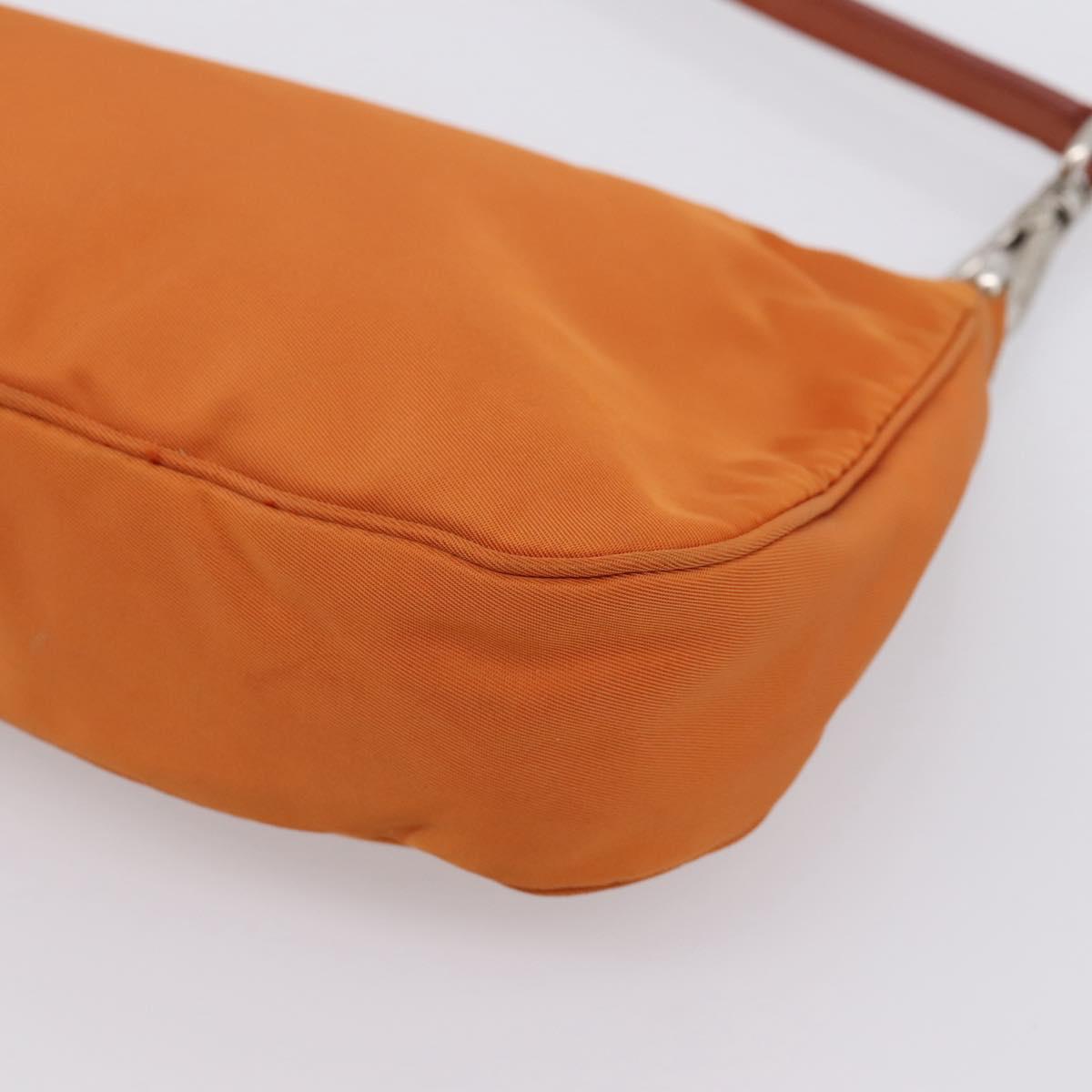 PRADA Accessory Pouch Nylon Orange Silver Auth 204709A