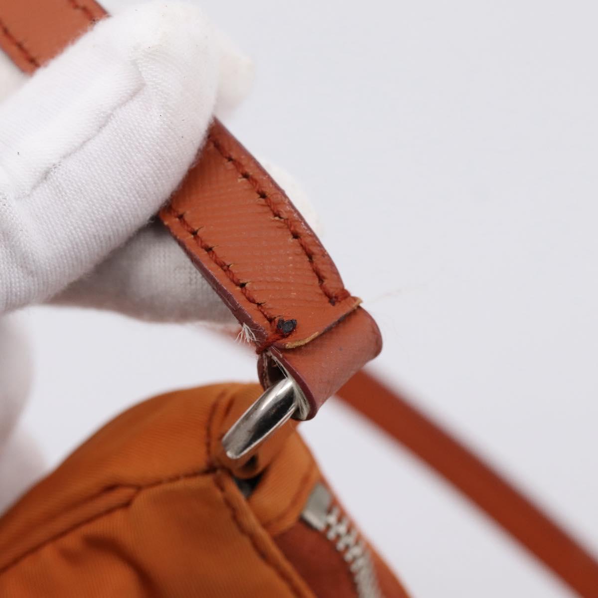 PRADA Accessory Pouch Nylon Orange Silver Auth 204709A