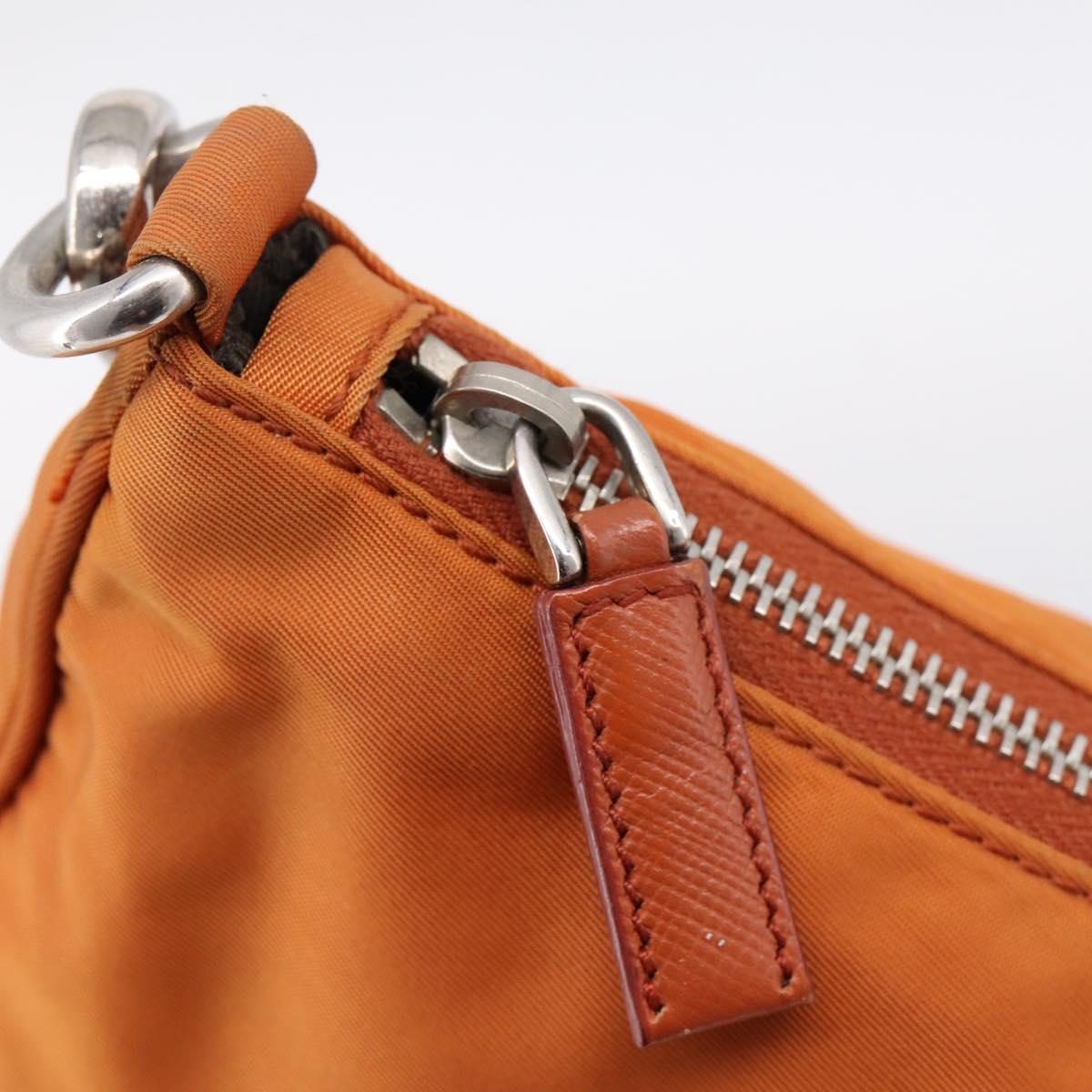 PRADA Accessory Pouch Nylon Orange Silver Auth 204709A