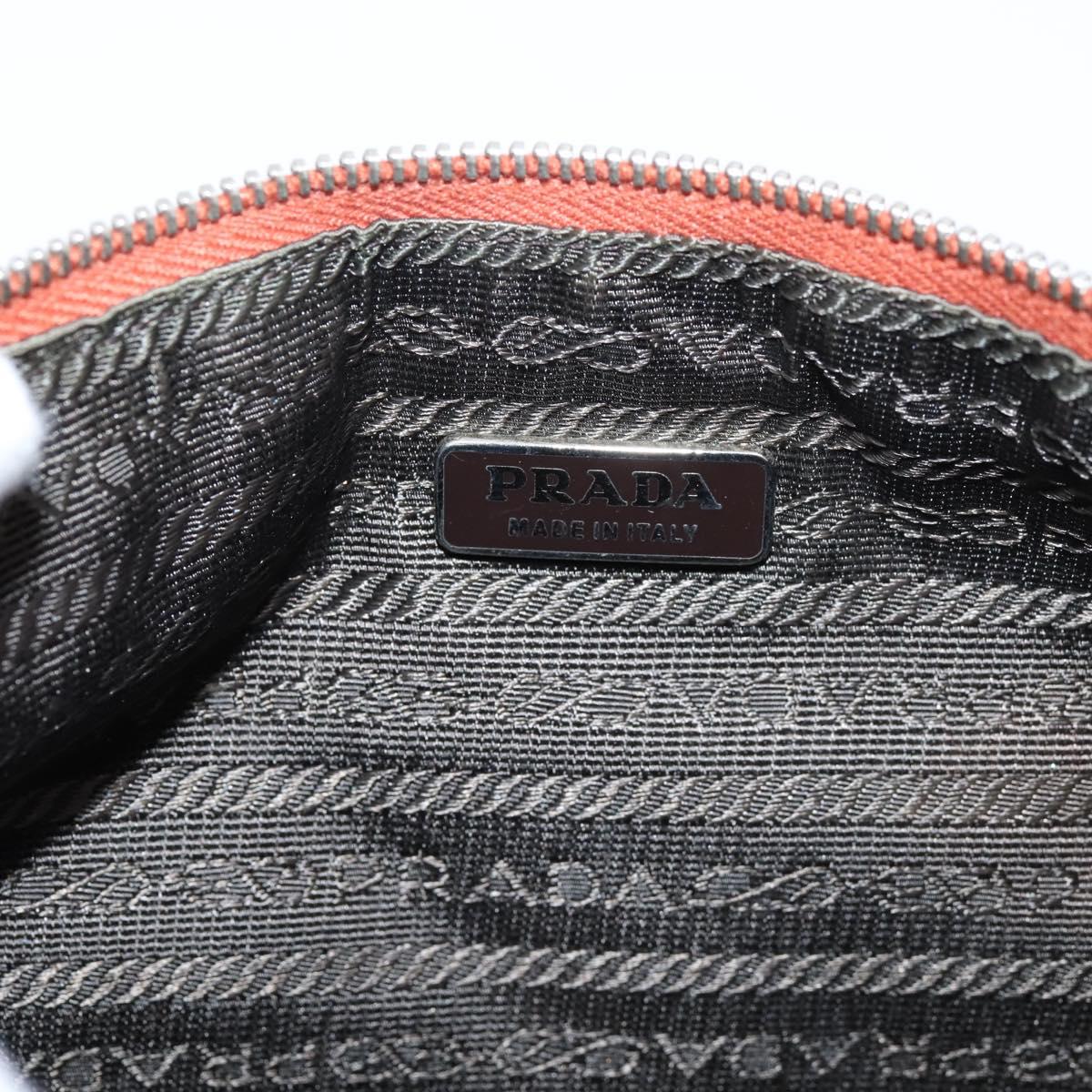 PRADA Accessory Pouch Nylon Orange Silver Auth 204709A
