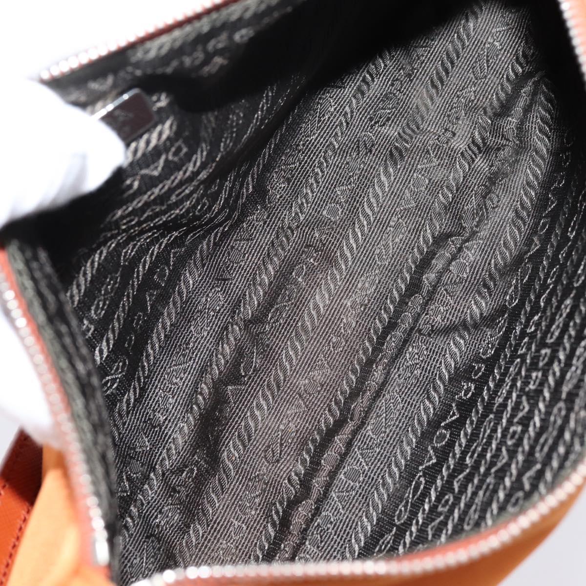 PRADA Accessory Pouch Nylon Orange Silver Auth 204709A