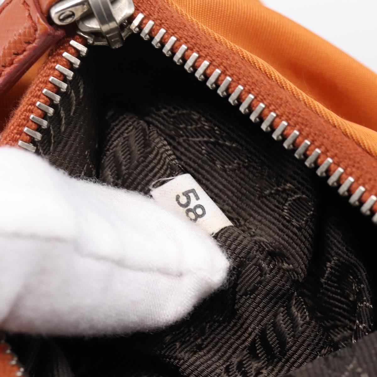 PRADA Accessory Pouch Nylon Orange Silver Auth 204709A