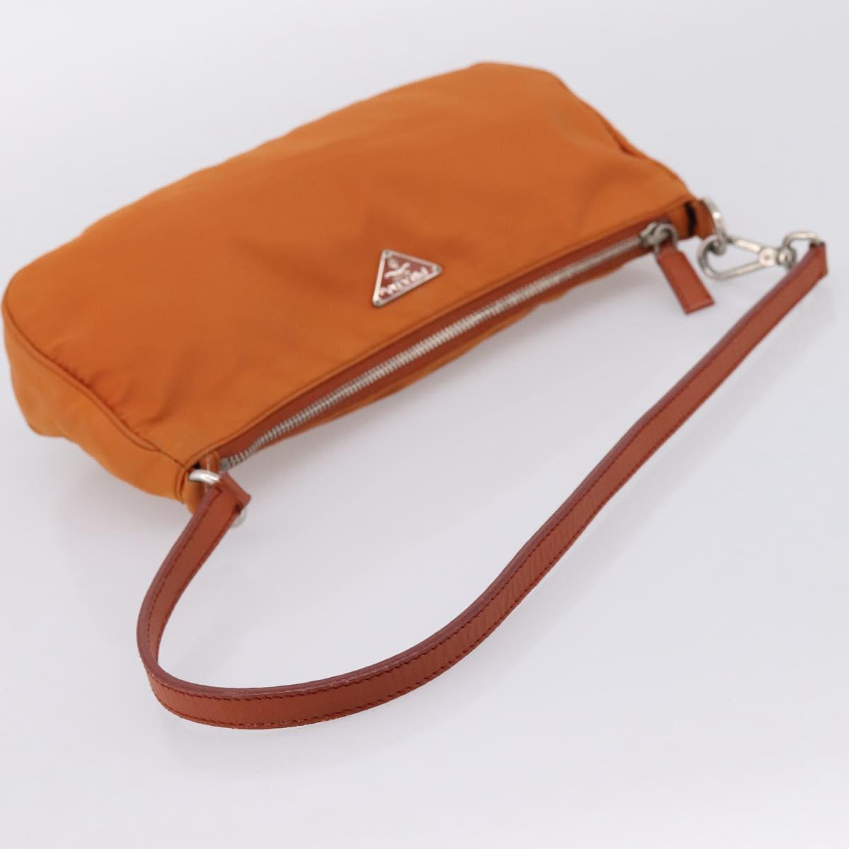 PRADA Accessory Pouch Nylon Orange Silver Auth 204709A