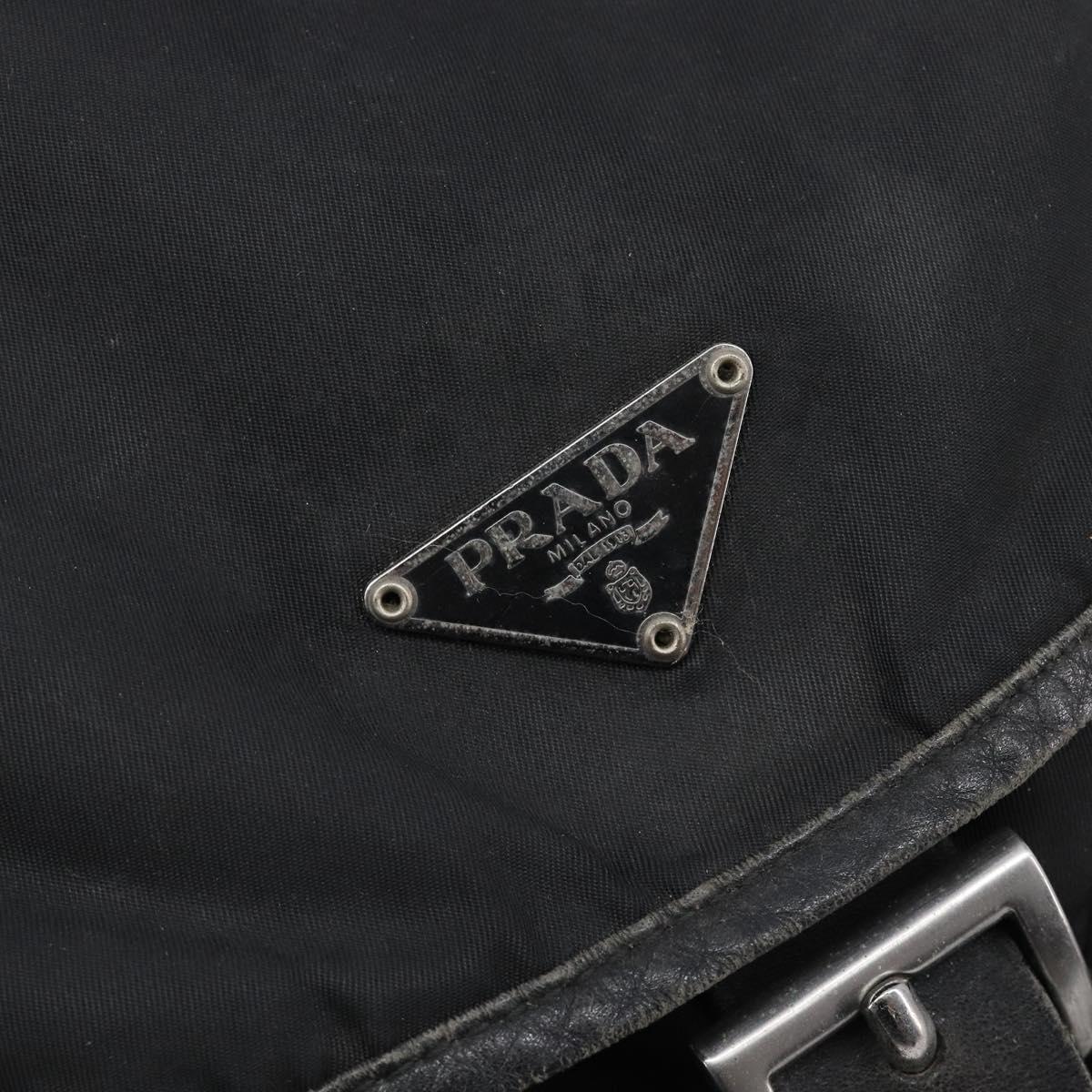 PRADA Backpack Nylon Black Silver Auth 204710