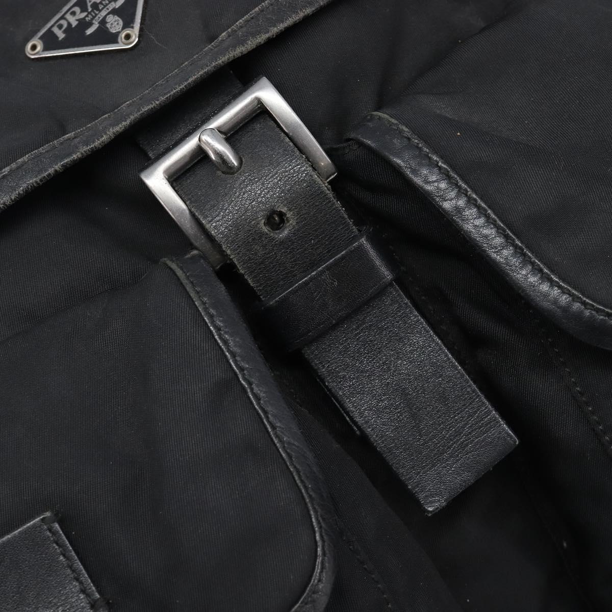PRADA Backpack Nylon Black Silver Auth 204710