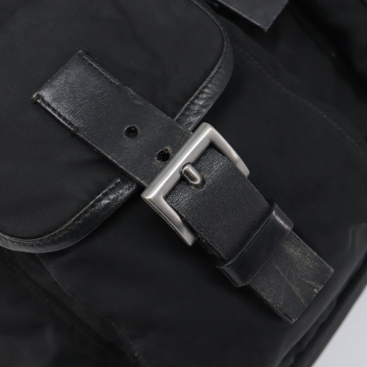 PRADA Backpack Nylon Black Silver Auth 204710
