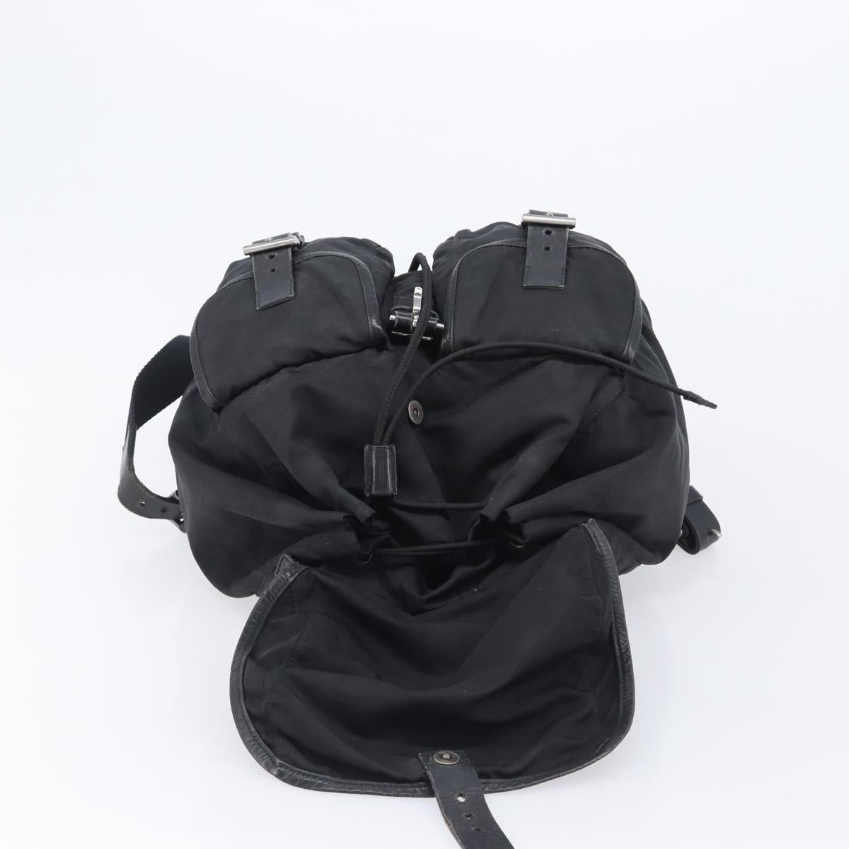PRADA Backpack Nylon Black Silver Auth 204710