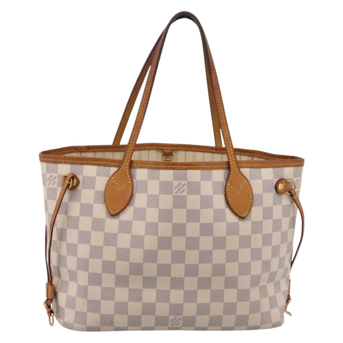 LOUIS VUITTON Damier Azur Neverfull PM Tote Bag N41362 LV Auth 204721