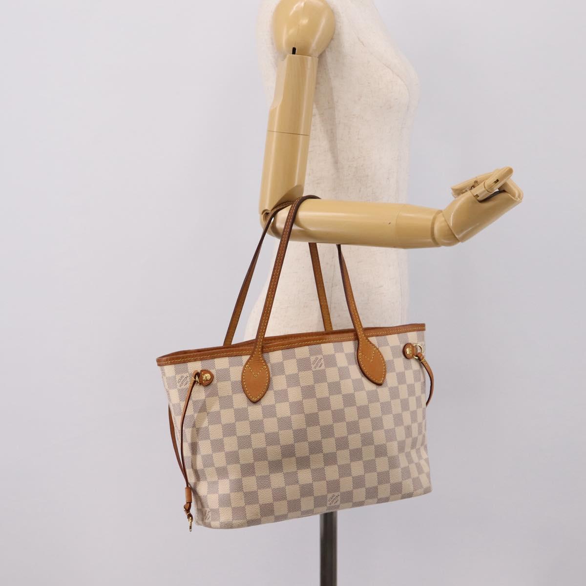 LOUIS VUITTON Damier Azur Neverfull PM Tote Bag N41362 LV Auth 204721