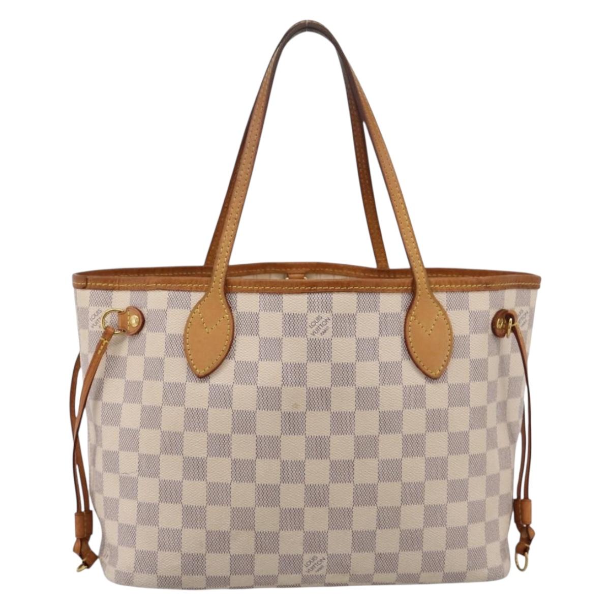LOUIS VUITTON Damier Azur Neverfull PM Tote Bag N41362 LV Auth 204721