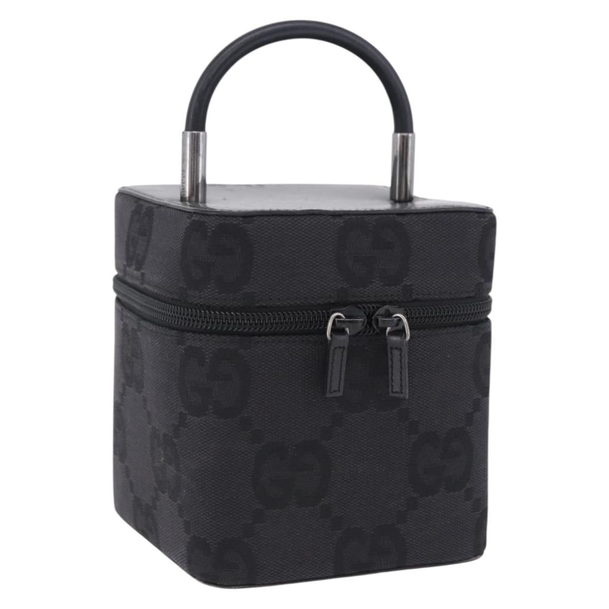 GUCCI GG Canvas Vanity Hand Bag Black Silver 039 1052 Auth 204726