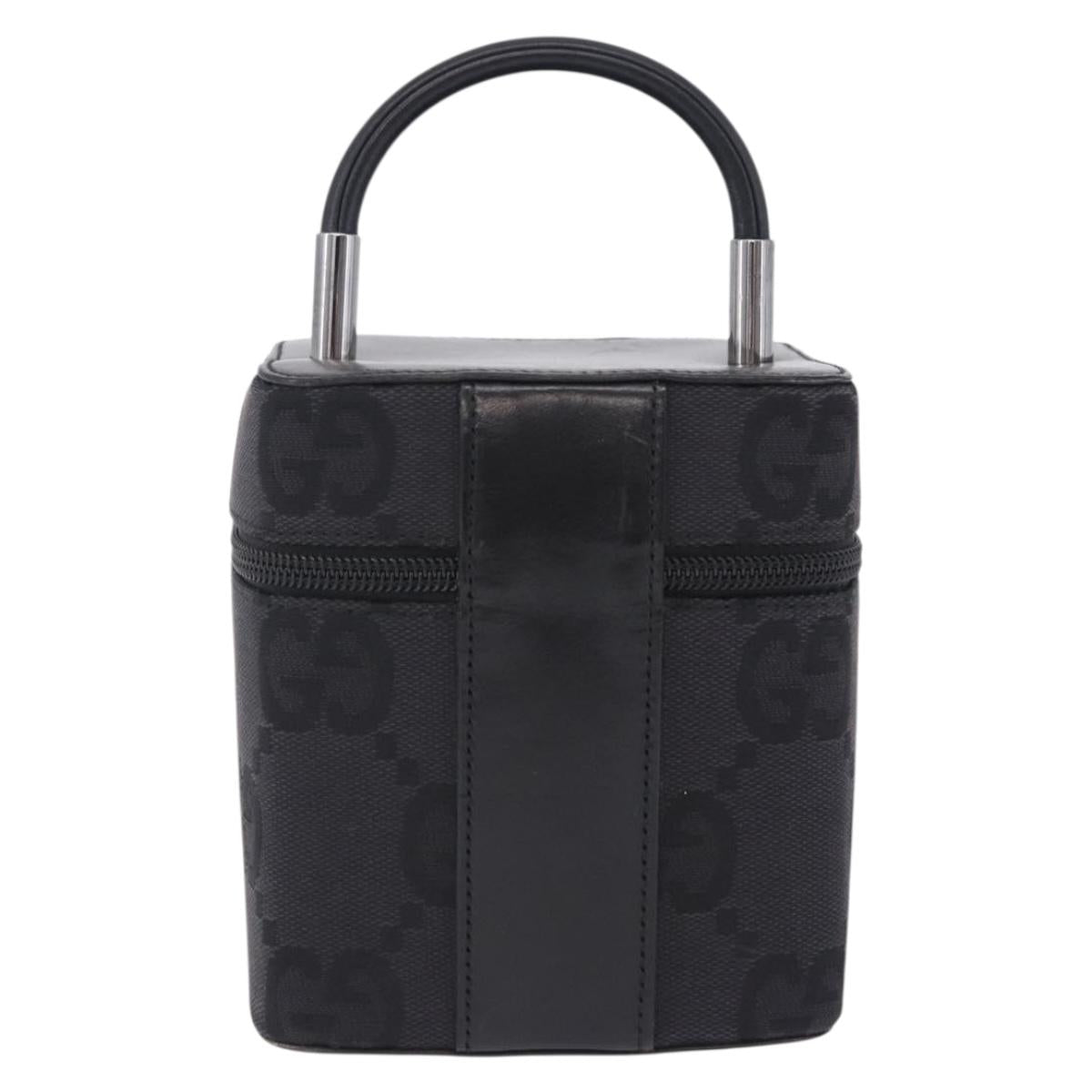 GUCCI GG Canvas Vanity Hand Bag Black Silver 039 1052 Auth 204726