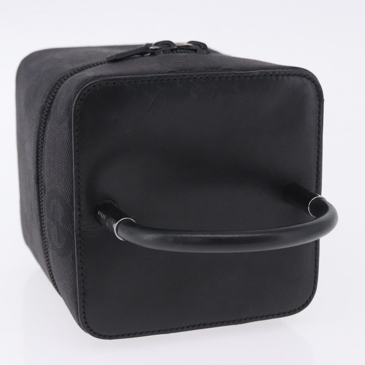 GUCCI GG Canvas Vanity Hand Bag Black Silver 039 1052 Auth 204726