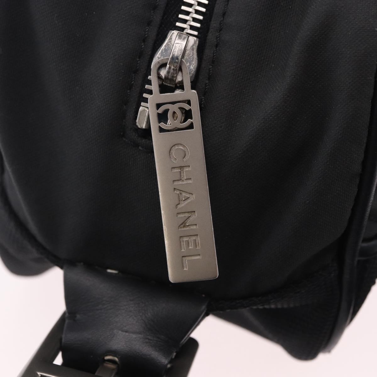 CHANEL Sports Line Matelasse Shoulder Bag Canvas Black Silver CC Auth 204730V