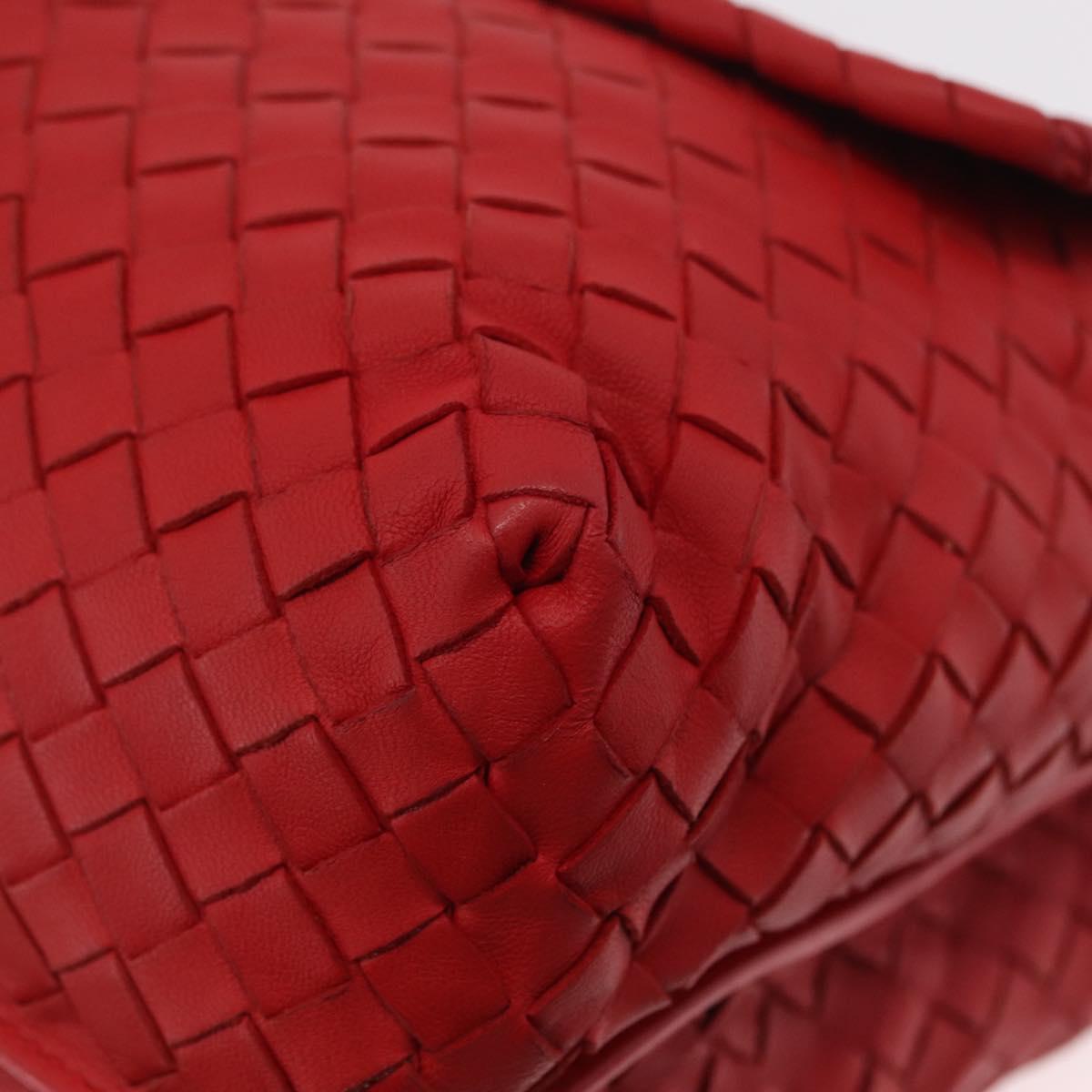 BOTTEGA VENETA INTRECCIATO Shoulder Bag Leather Red Auth 204736A