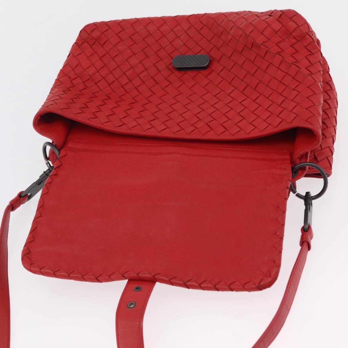BOTTEGA VENETA INTRECCIATO Shoulder Bag Leather Red Auth 204736A