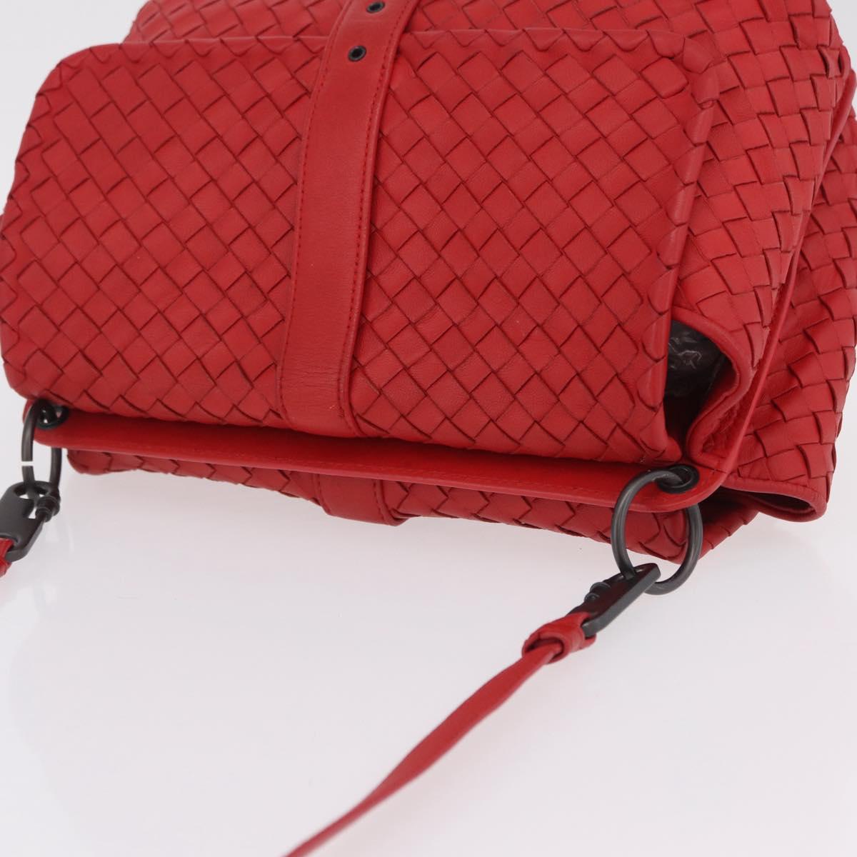 BOTTEGA VENETA INTRECCIATO Shoulder Bag Leather Red Auth 204736A