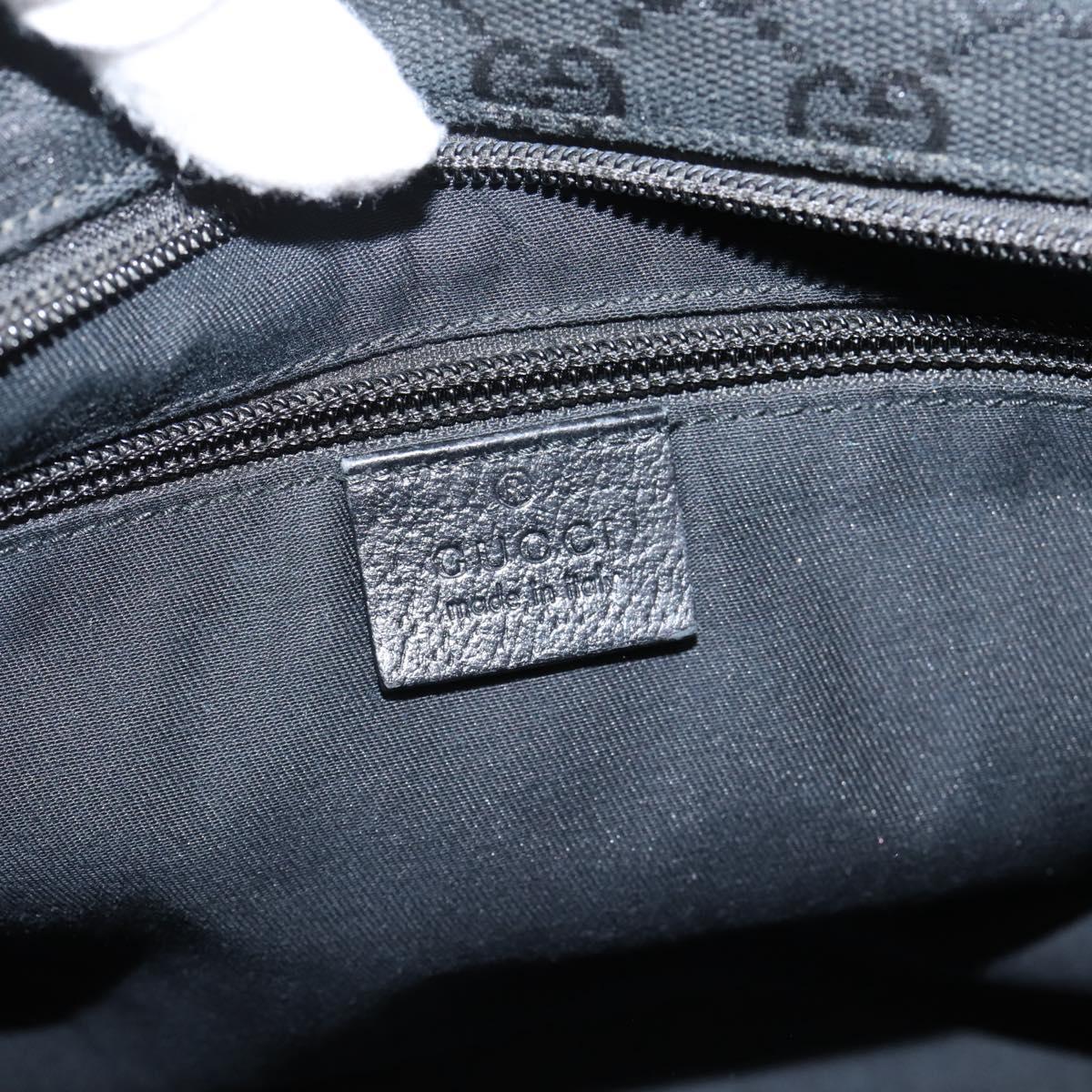 GUCCI GG Canvas Web Sherry Line Shoulder Bag Black Silver 256100 Auth 204737A