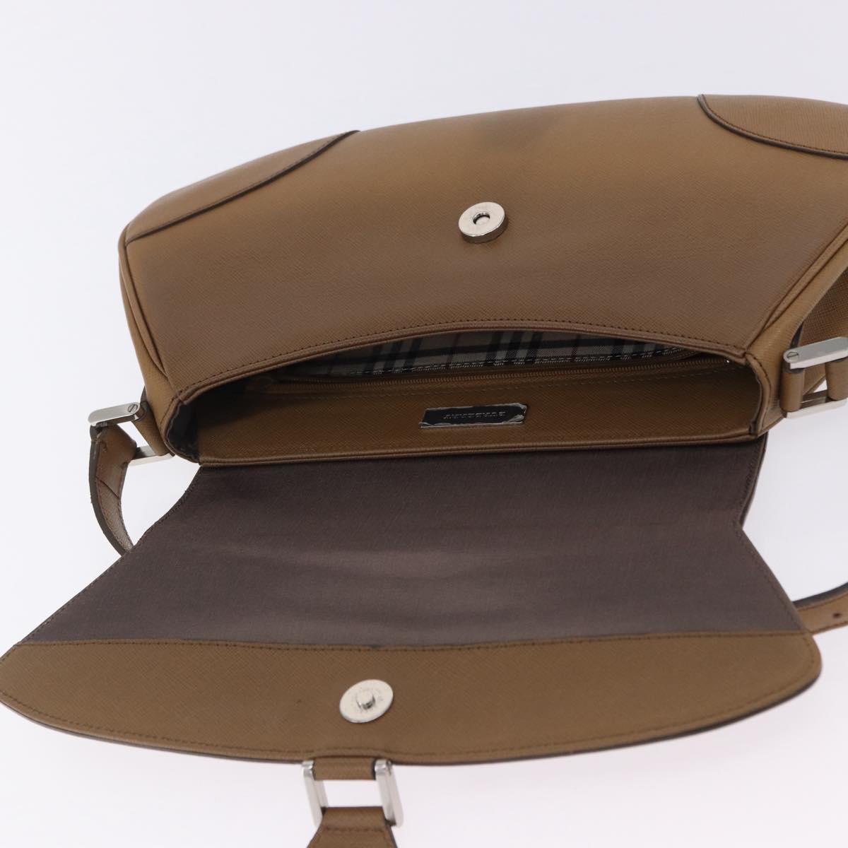 BURBERRY Shoulder Bag Leather Brown Silver Auth 204741A