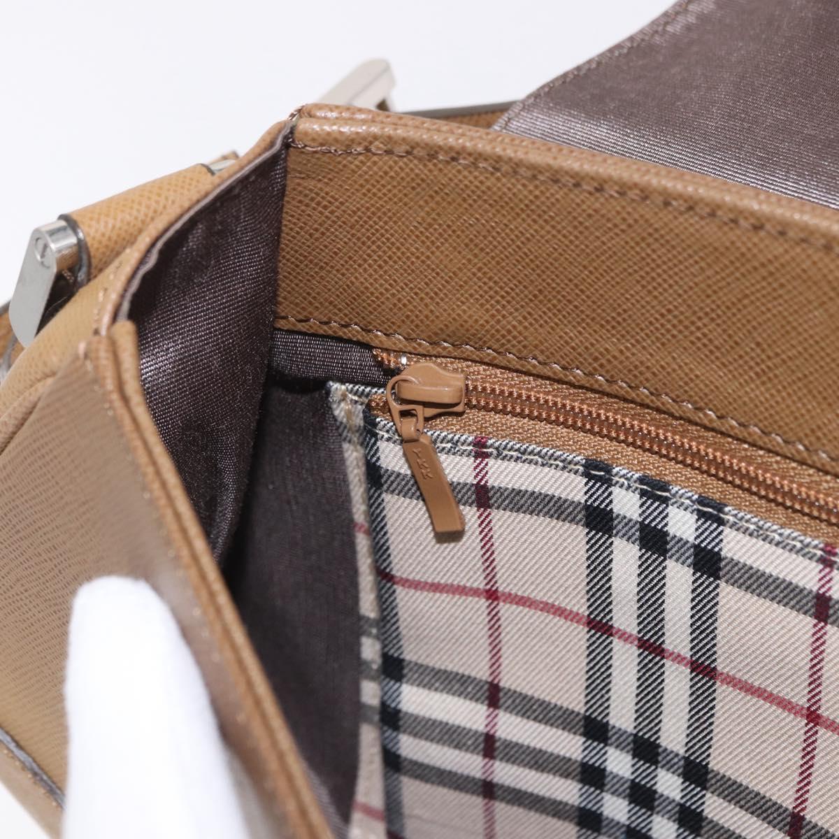BURBERRY Shoulder Bag Leather Brown Silver Auth 204741A