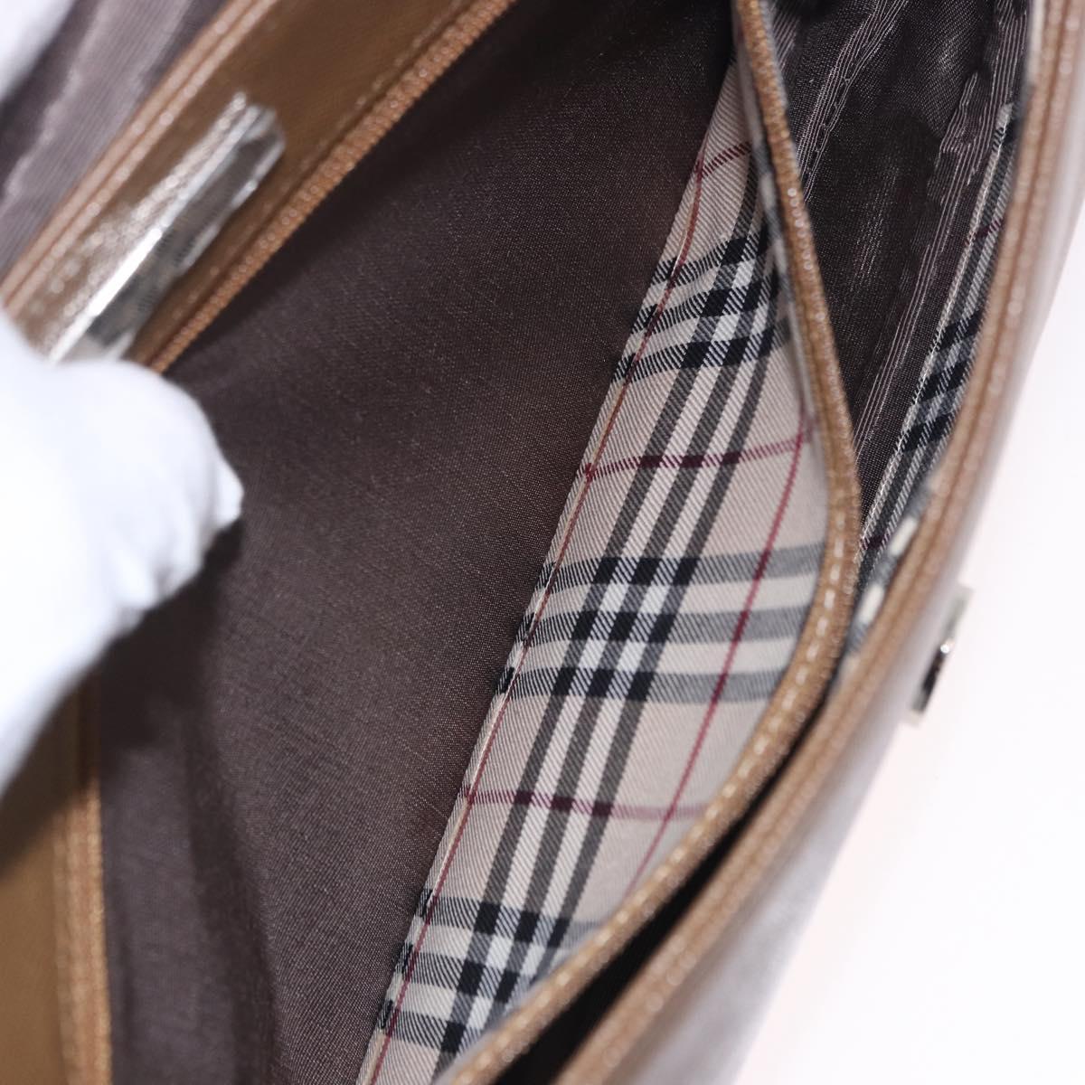 BURBERRY Shoulder Bag Leather Brown Silver Auth 204741A
