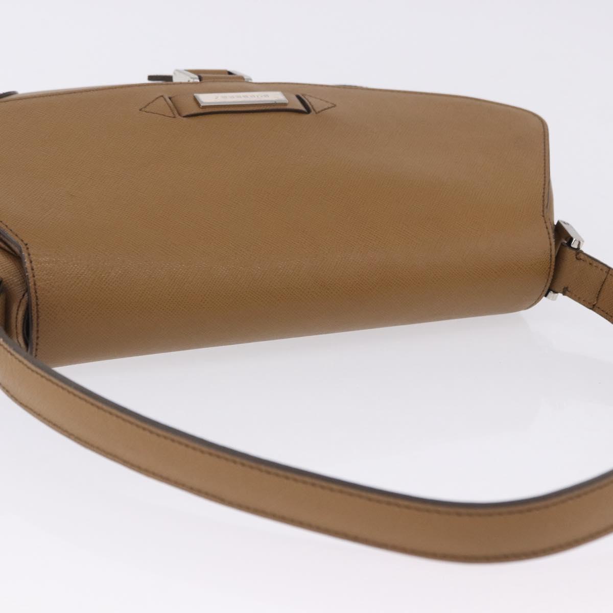 BURBERRY Shoulder Bag Leather Brown Silver Auth 204741A