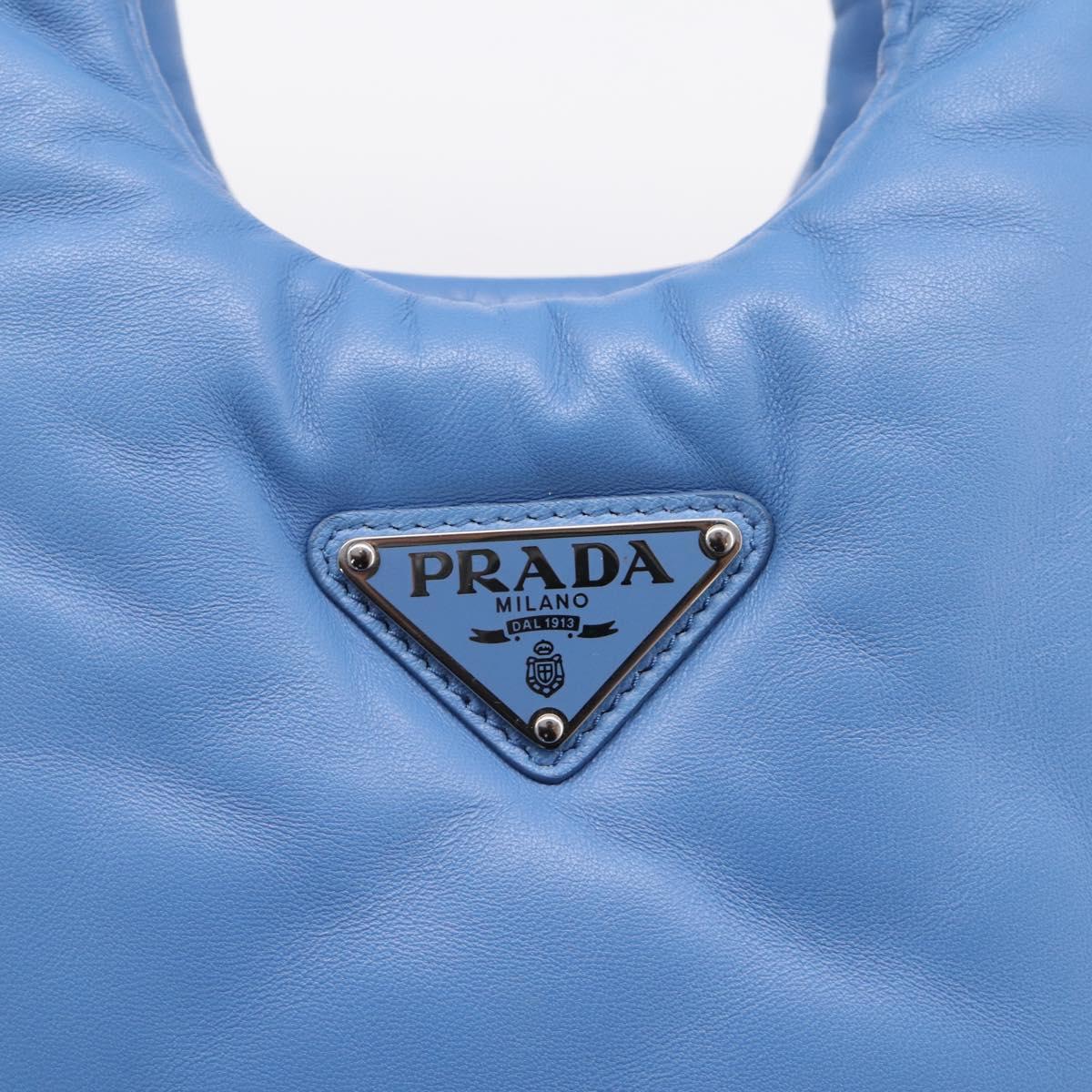 PRADA Hand Bag Leather 2way Blue Silver Auth 204742SAM