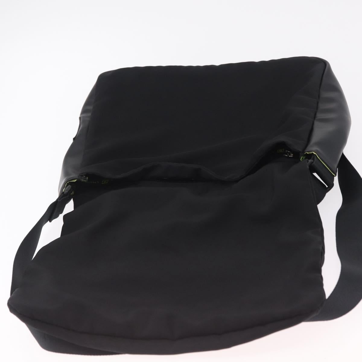 CHANEL Sports Line Shoulder Bag Nylon Black Silver CC Auth 204744V