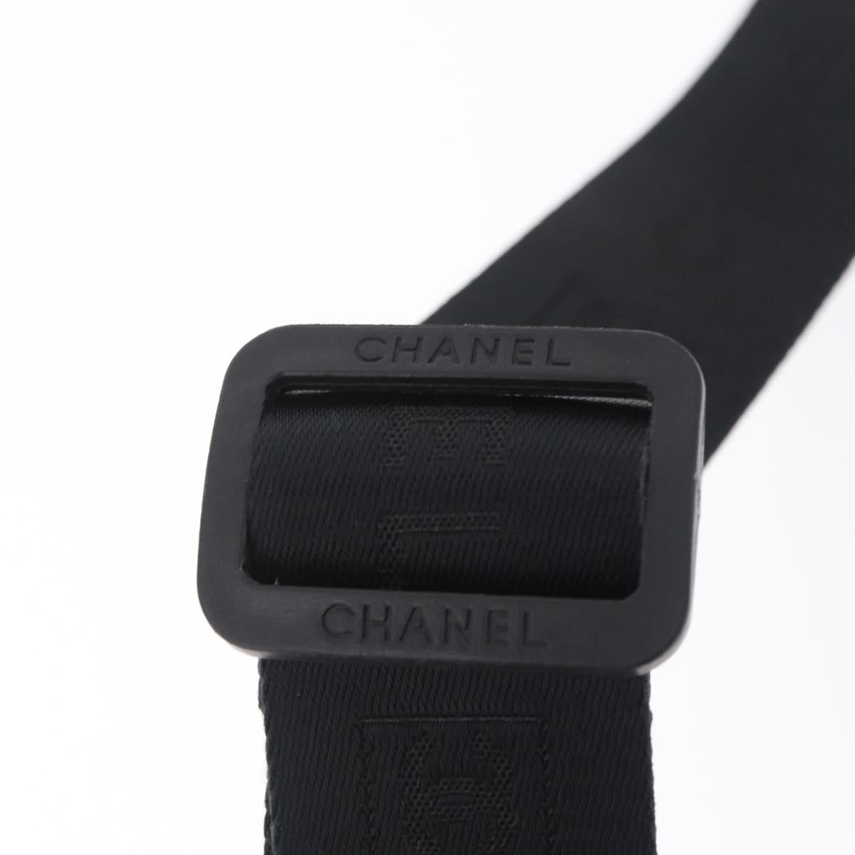 CHANEL Sports Line Shoulder Bag Nylon Black Silver CC Auth 204744V