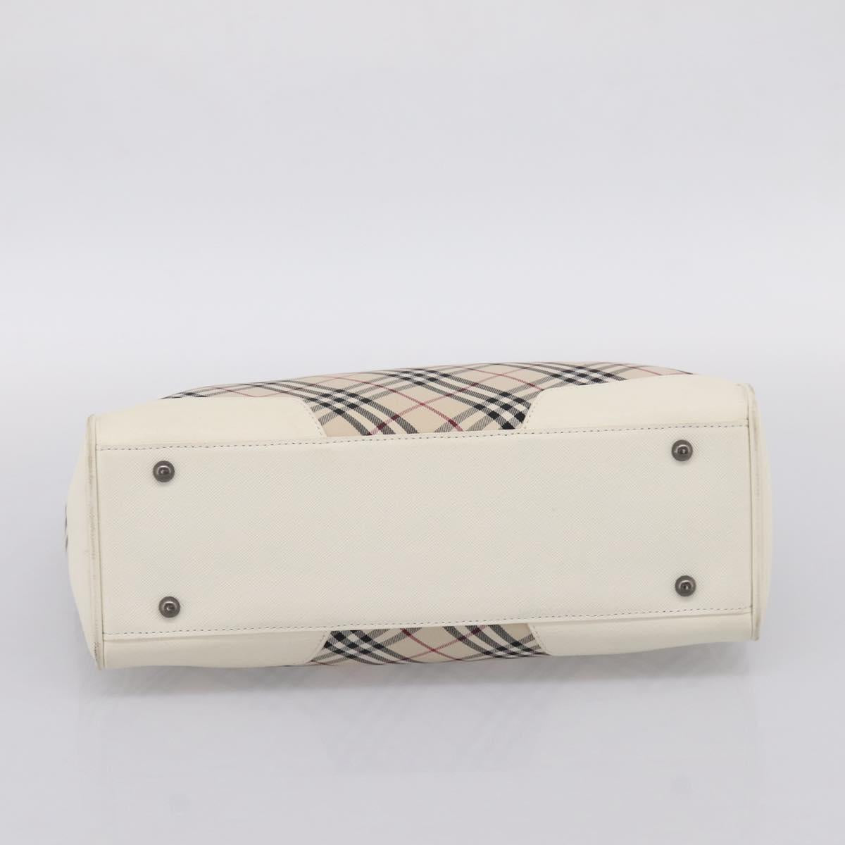 BURBERRY Nova Check Hand Bag Canvas Beige Silver Auth 204746A