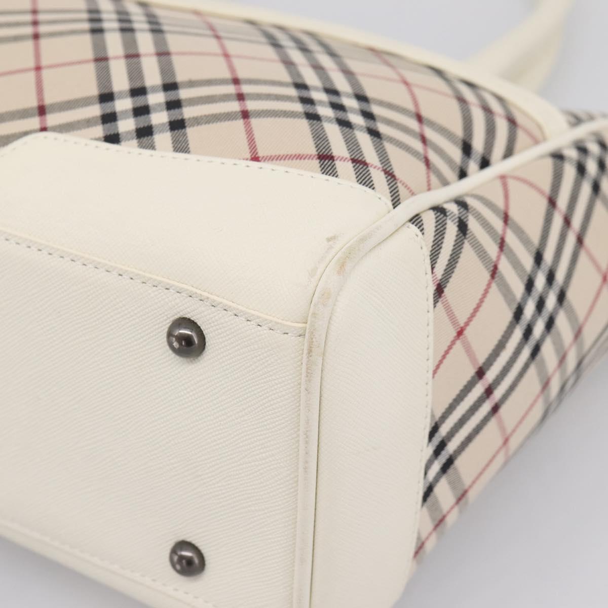 BURBERRY Nova Check Hand Bag Canvas Beige Silver Auth 204746A