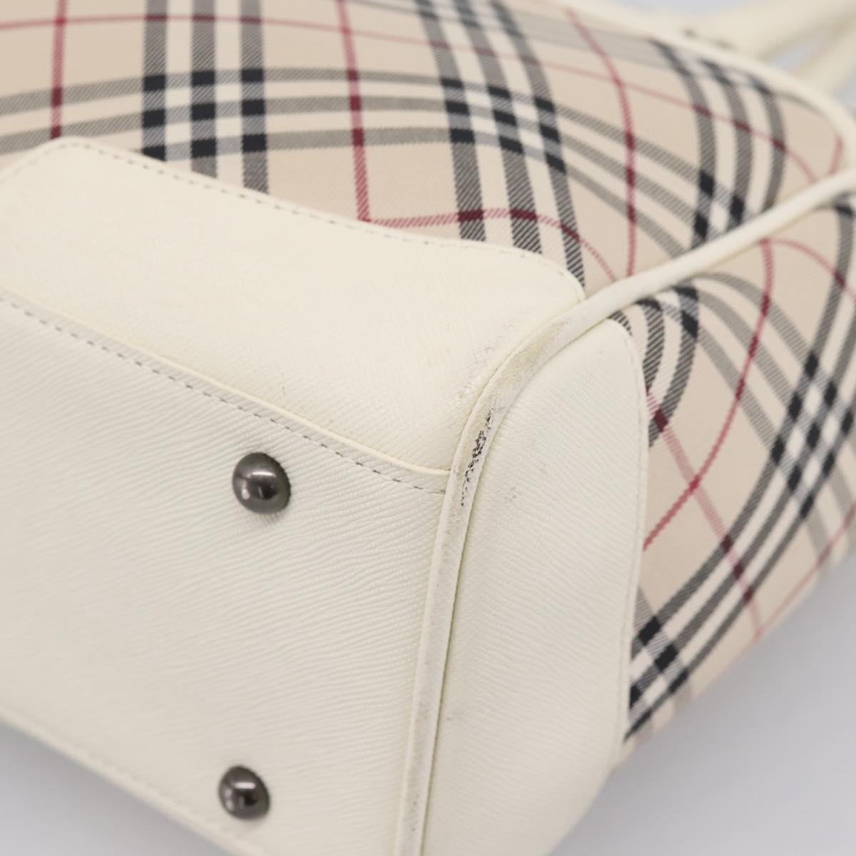BURBERRY Nova Check Hand Bag Canvas Beige Silver Auth 204746A