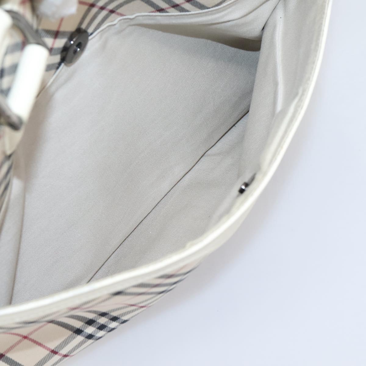 BURBERRY Nova Check Hand Bag Canvas Beige Silver Auth 204746A