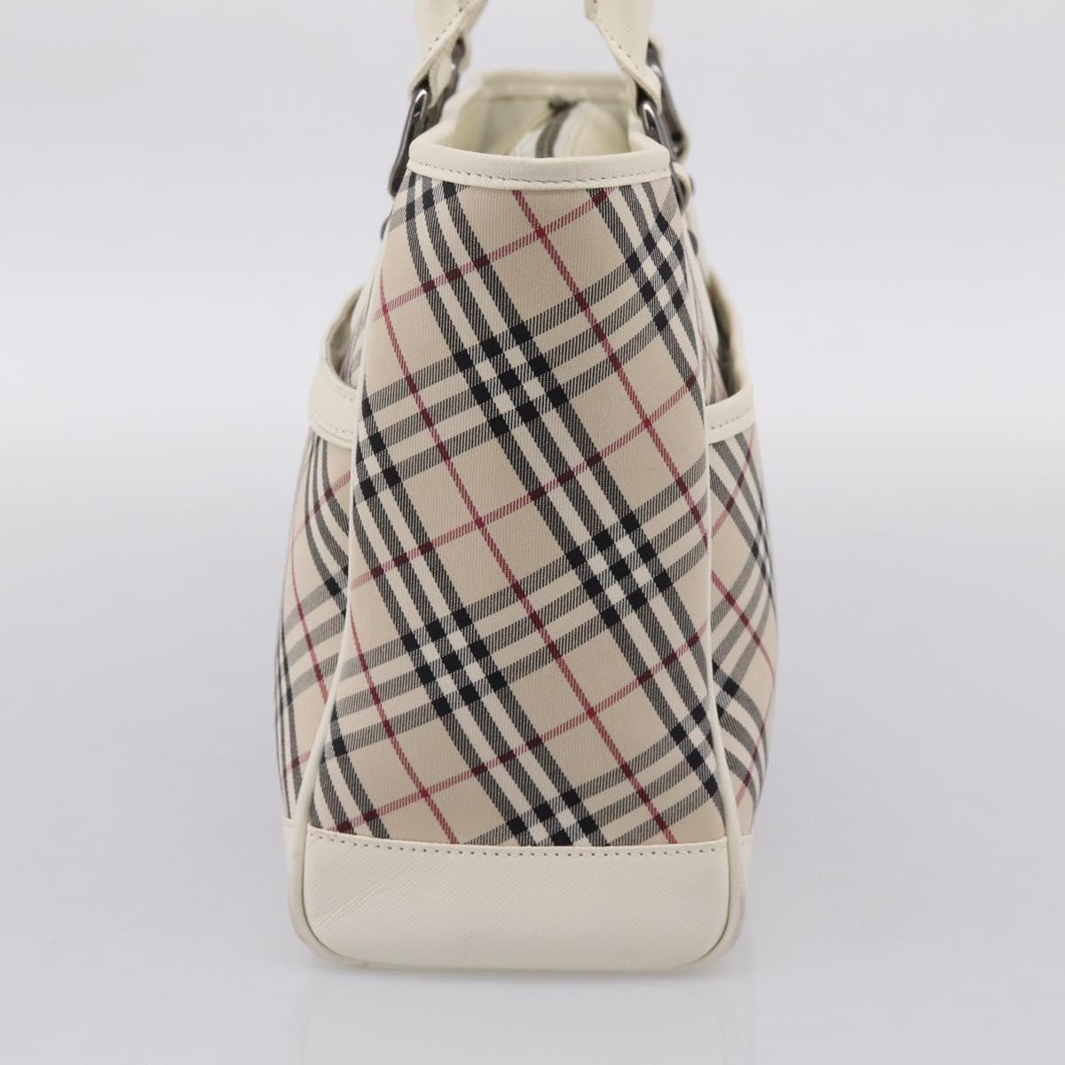 BURBERRY Nova Check Hand Bag Canvas Beige Silver Auth 204746A