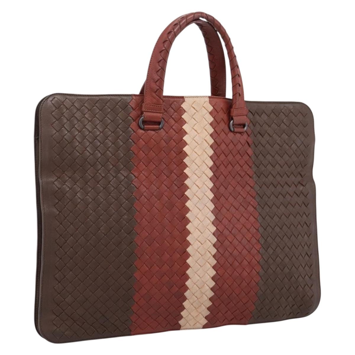BOTTEGA VENETA INTRECCIATO Hand Bag Leather 2way Brown Auth 204747A
