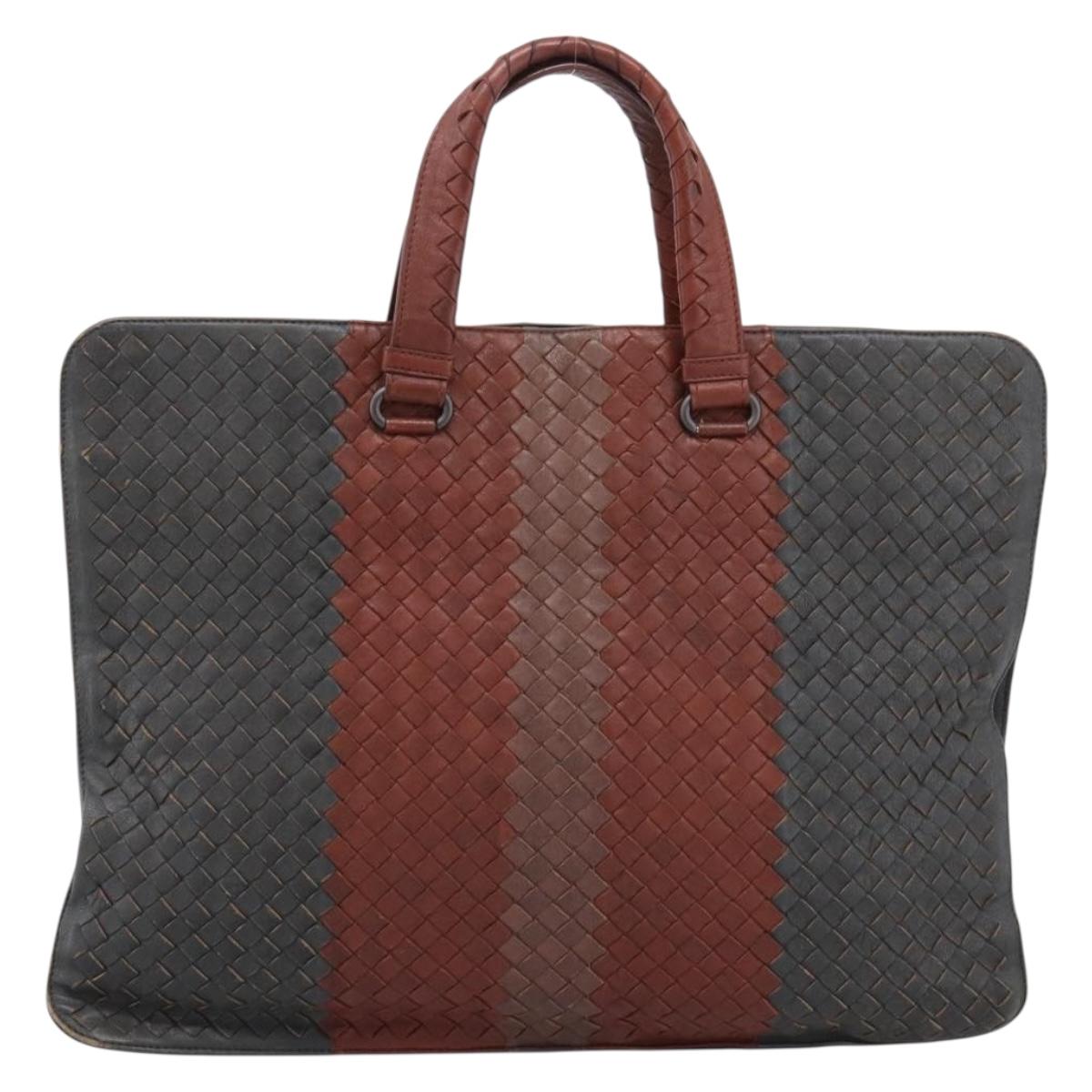 BOTTEGA VENETA INTRECCIATO Hand Bag Leather Brown Auth 204748