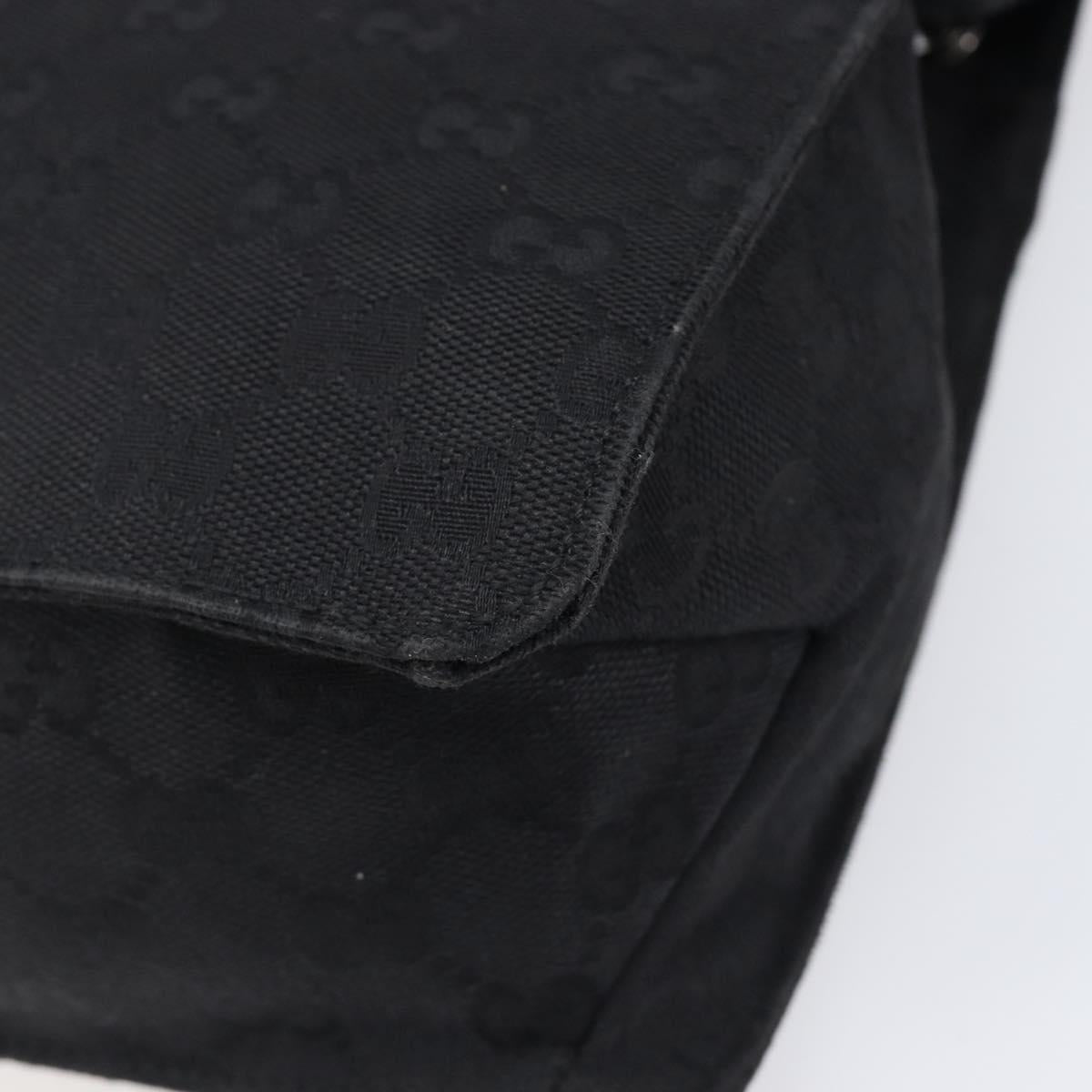 GUCCI GG Canvas Shoulder Bag Black Silver 120841 Auth 204749A